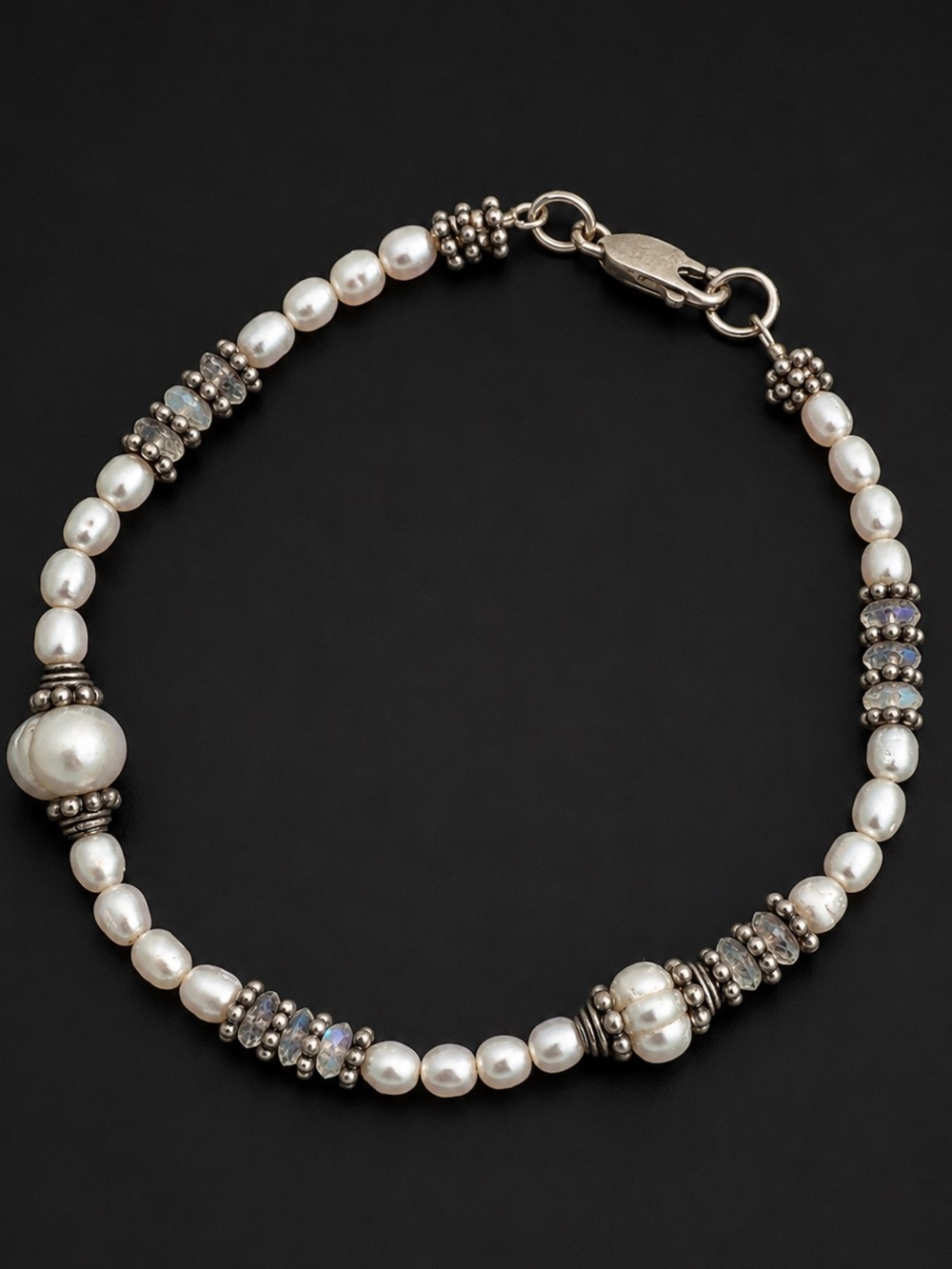 Handmade Sterling Silver Pearl Moonstone Bracelet or Anklet 925 OOAK